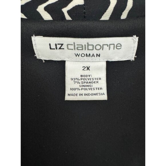 Liz Claiborne Black & White Zebra Print Faux-Wrap Dress w/Tie Size 2X 18 20 Plus - Picture 4 of 5